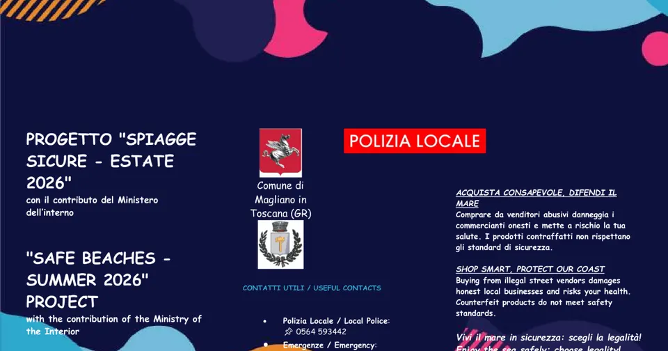 Magliano in Toscana adotta il progetto "Spiagge Sicure" per l'estate 2026