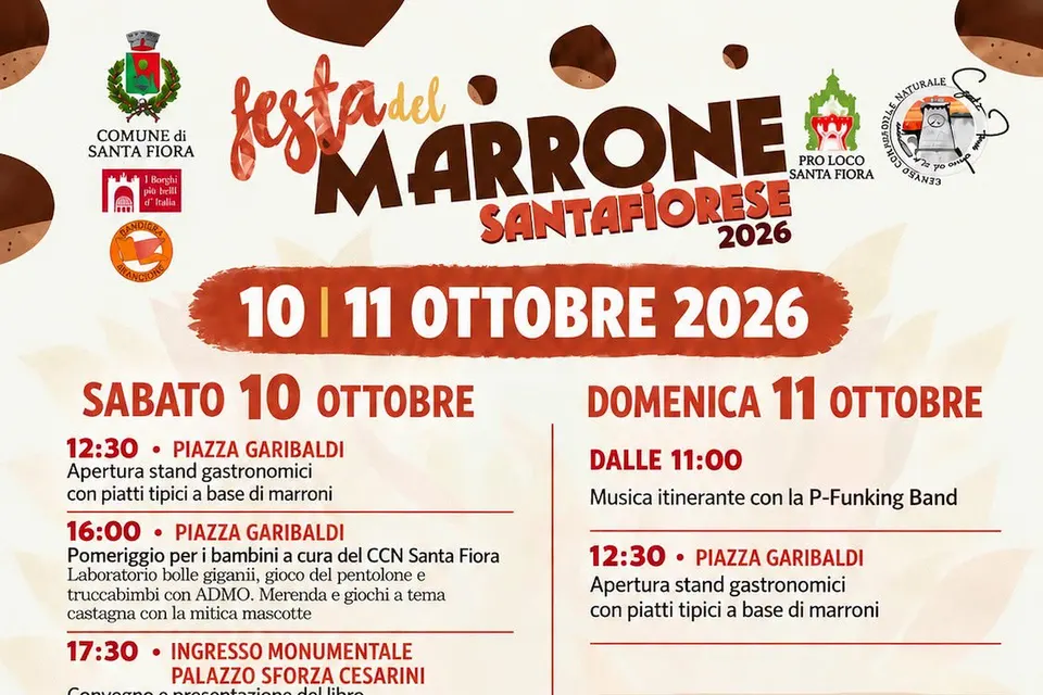 Santa Fiora, il 10 e 11 ottobre la festa della castagna tra sapori e musica
