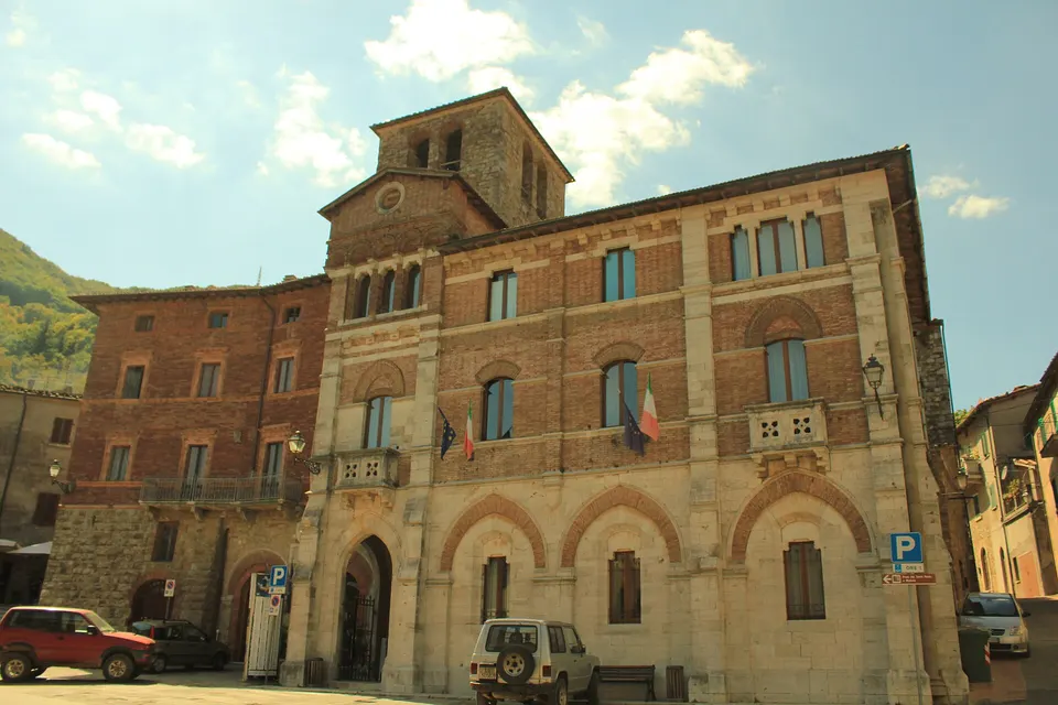 Town Hall and Palazzo Papi Matii in Montieri, Grosseto.