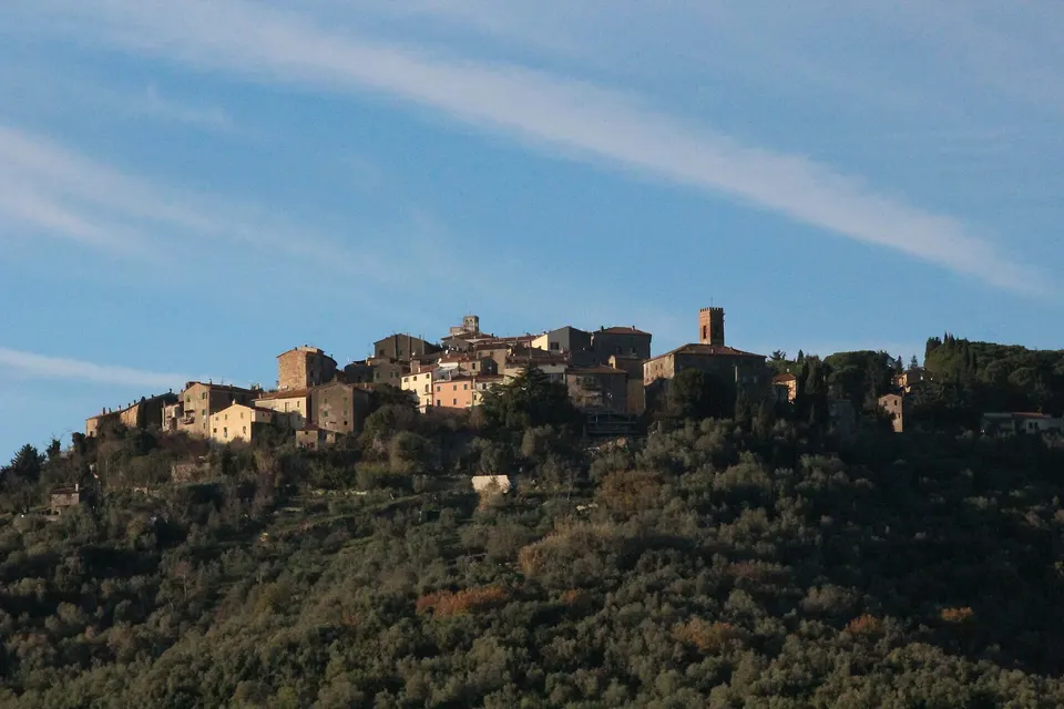 Panorama of Giuncarico, hamlet of Gavorrano, Maremma, Province of Grosseto, Tuscany, Italy