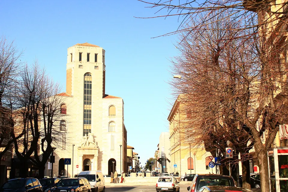 View of Piazza Rosselli in Grosseto, Italy
